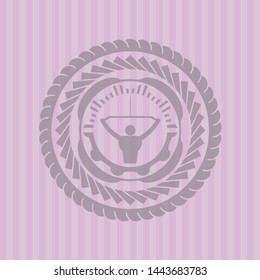 lat pull down, exercise icon inside pink icon or emblem