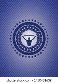 lat pull down, exercise icon with jean texture