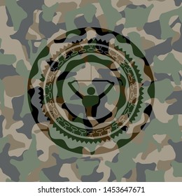 lat pull down, exercise icon inside camo emblem