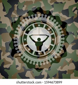 lat pull down, exercise icon on camo pattern