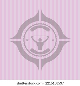 lat pull down, exercise icon inside realistic pink emblem. Elegant design. 