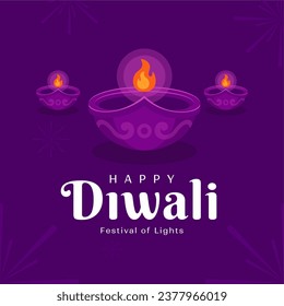 lat Purple vertical poster template for diwali festival celebration