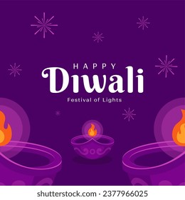 lat Purple vertical poster template for diwali festival celebration