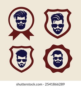 lat simples vetor barbershop ícone de logotipo conjunto ilustração.