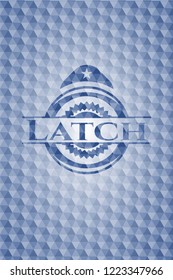 Latch blue emblem with geometric pattern.