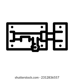 latch door hardware furniture fitting line icon vector. latch door hardware furniture fitting sign. isolated contour symbol black illustration