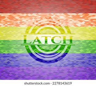 Latch emblem on mosaic background with the colors of the LGBT flag. 