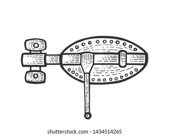 Latch fastener sketch engraving vector illustration. Scratch board style imitation. Black and white hand drawn image.