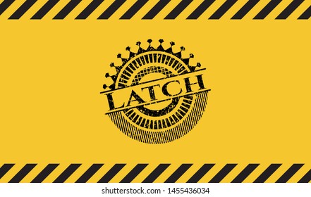 Latch inside warning sign, black grunge emblem. Vector Illustration. Detailed.