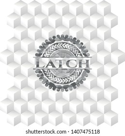 Latch realistic grey emblem with cube white background