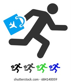 Late Airport Passenger flat vector icon. Late Airport Passenger icon with gray, black, blue, green color versions.
