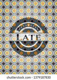 Late arabic badge background. Arabesque decoration.