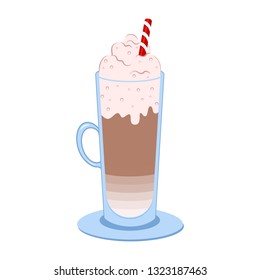 Late or cappuccino coffee. Vector coffee cups .