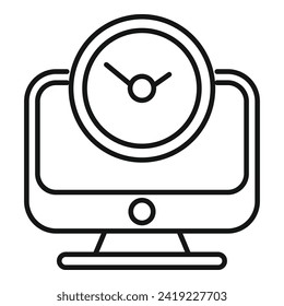 Late computer work icon outline vector. Asleep time. Day busy home
