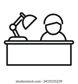 Late desk work icon outline vector. Active fast person. Learning office busy