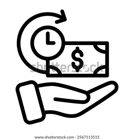 Late Fee Icon Lineal Style Vector Illustration