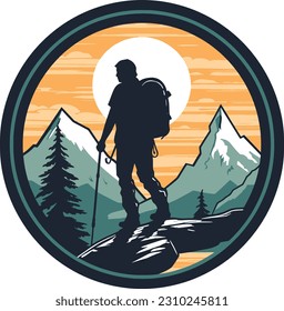 Late hiking in the mountain side vector