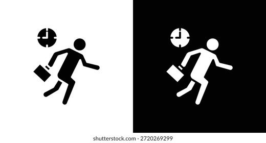 Icono tardío. Icono de diseño plano simple en blanco y negro