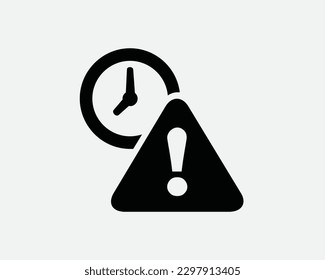 Icono tardío. Símbolo de la fecha de expiración de la alerta de recordatorio de reloj de cronómetro de fecha límite. Precaución Alarma Rush Riesgo Error Signo de error Vector Gráfico Ilustración Clipart Cricut