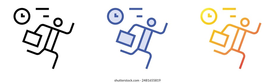 Late icon. Linear, Blue Fill and Gradient Style Design Isolated On White Background