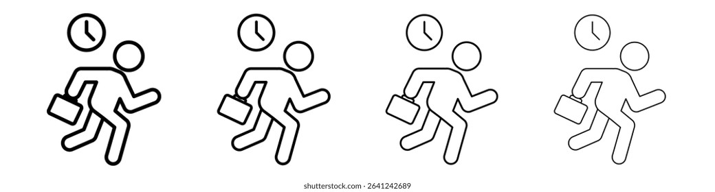 Late icon Outline sign symbol set