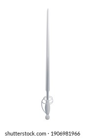 Late medieval weapon for dueling and self-defense slender and sharply-pointed two-edged blade vector illustration on white background