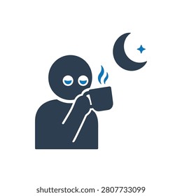 Late Night Caffeine Insomnia Icon Isolated On White Background