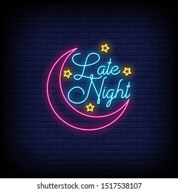 Late Night Neon Signs Style Text Vector