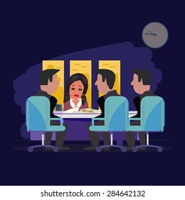 late late at night of office meeting. be tire concept - vector illustration