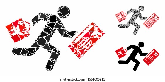 Late passenger composition of inequal items in different sizes and color tones, based on late passenger icon. Vector abrupt items are grouped into collage.