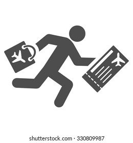 Late Passenger vector icon. Style is flat gray symbol, rounded angles, white background.