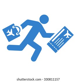 Late Passenger vector icon. Style is flat cobalt symbol, rounded angles, white background.