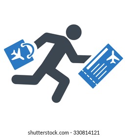 Late Passenger vector icon. Style is flat bicolor smooth blue symbol, rounded angles, white background.