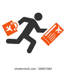 Late Passenger vector icon. Style is flat bicolor orange and gray symbol, rounded angles, white background.