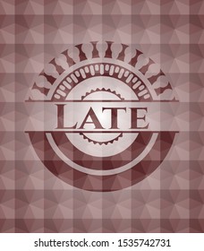 Late red seamless geometric pattern emblem. Seamless.