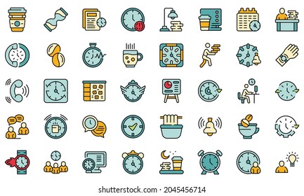 Icono de trabajo tardío. Esquema de trabajo tardío icono de vectores color de línea delgado plano aislado en blanco