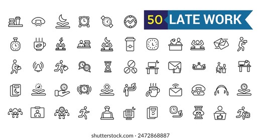 Late work icon. Outline late work vector icon for ui design. Outline icon collection. Editable stroke.