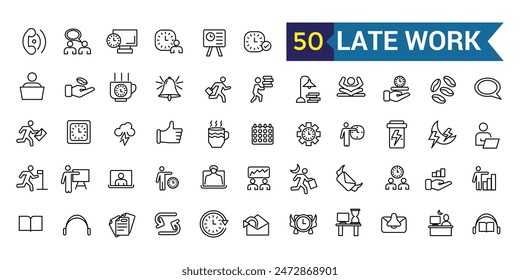 Late work icon. Outline late work vector icon for ui design. Outline icon collection. Editable stroke.