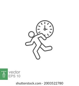 Late for work or meeting line icon. running businessman working late. Race against time to work logo for web and business mobile app. Vector illustration. design on white backgroundnya. EPS 10