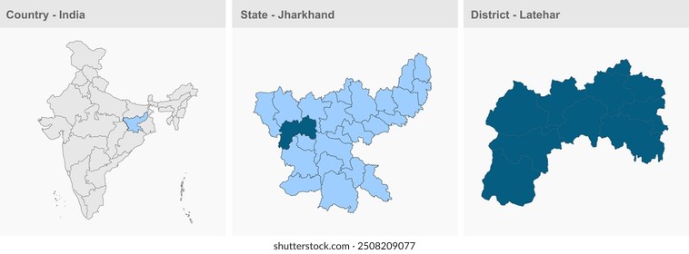 Latehar district map (Jharkhand State, Republic of India), Latehar District, Jharkhand state, Republic of India, Government of Jharkhand, Indian territory, Eastern India, politics, village, tourism