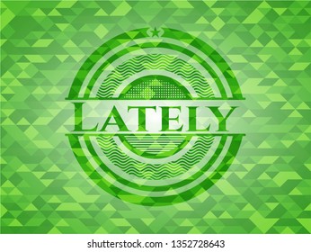 Lately green emblem with mosaic background