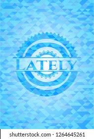 Lately realistic light blue emblem. Mosaic background