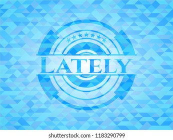 Lately realistic light blue mosaic emblem