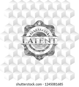 Latent grey emblem. Retro with geometric cube white background