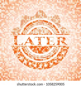 Later abstract emblem, orange mosaic background