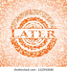 Later abstract emblem, orange mosaic background