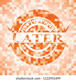 Later abstract emblem, orange mosaic background