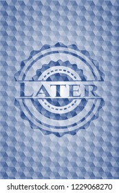 Later blue emblem with geometric background.