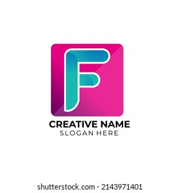 later f logo template vector design with square box