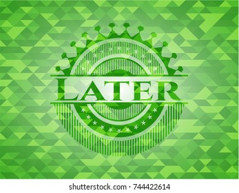 Later green emblem with mosaic background